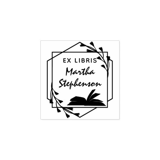 Tampons Encreurs Livre amant's Modern Botanical Geometry Ex Libris (Impression)