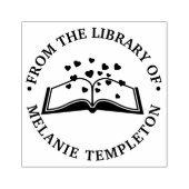 Tampons Encreurs Livre avec Coeurs "De la bibliothèque de" Round (Impression)