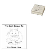 Tampons Encreurs Livre blanc Chat violet drôle (Tamponné)