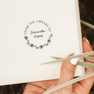 Tampons Encreurs Livre de bibliothèque de scripts floraux ronds