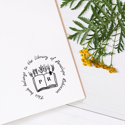 Tampons Encreurs Livre de bibliothèque Script simple Nom personnali