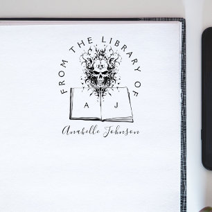 Tampons Encreurs Livre De La Bibliothèque Goth Skull Initiales Scri