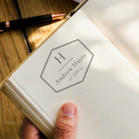 Livre Ex Libris à cadre rétro et monogramme modern