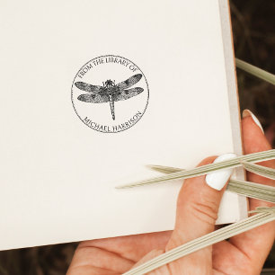 Tampons Encreurs Livre Libellule Vintage De la Bibliothèque De