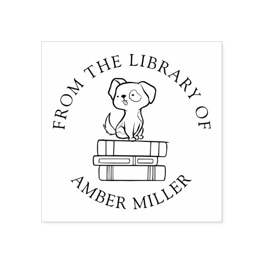 Tampons Encreurs Livre personnalisé | Chien mignon sur livres (Impression)