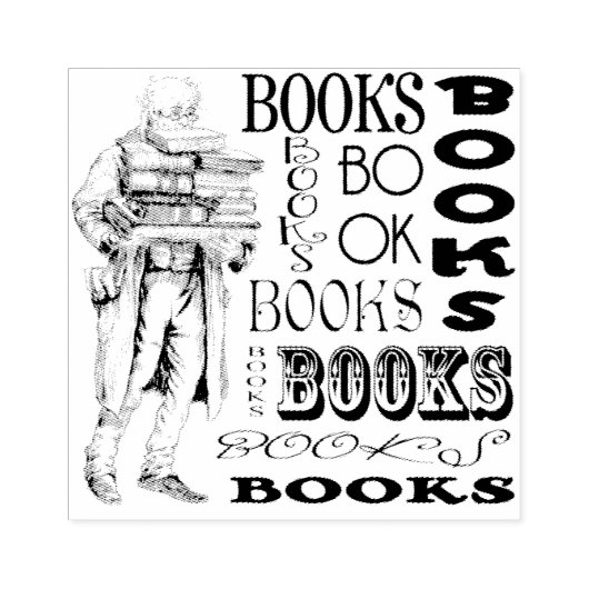 Tampons Encreurs Livres et timbre d'art vieux homme en caoutchouc (Impression)