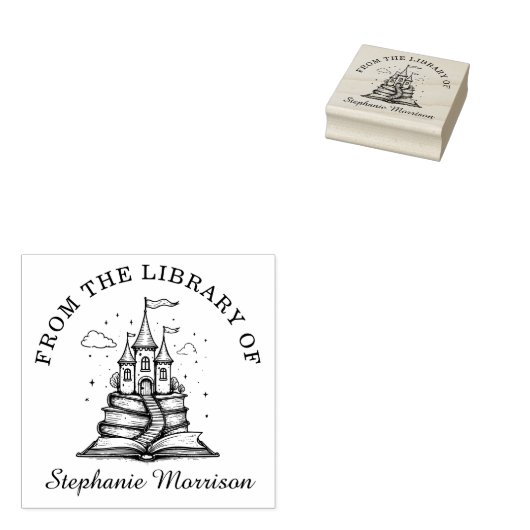 Tampons Encreurs Livres Stack Fairy Castle Nom Timbre Ex Librairie (Tamponné)
