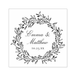 Tampons Encreurs Logo du Mariage de la couronne botanique rustique 