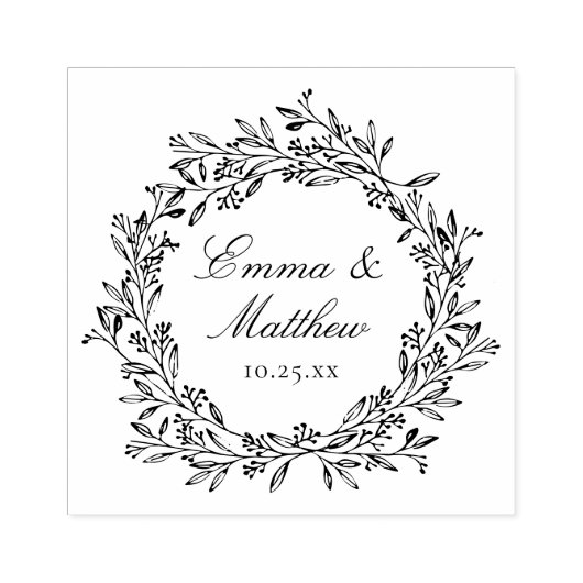 Tampons Encreurs Logo du Mariage de la couronne botanique rustique  (Impression)