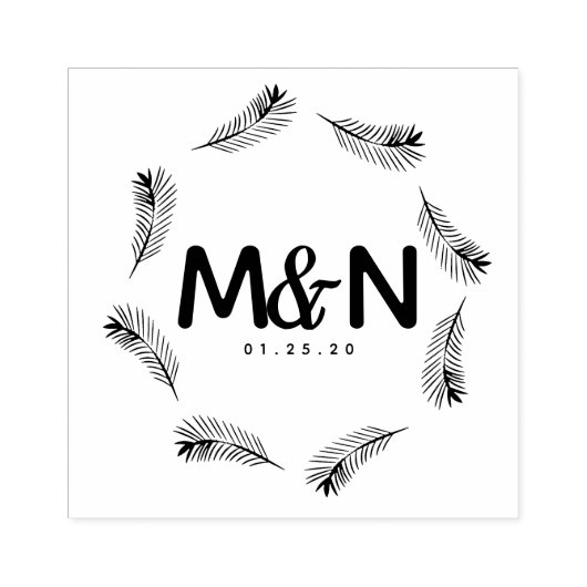 Tampons Encreurs Logo mariage Palm Tropical Feuille Circulaire (Impression)