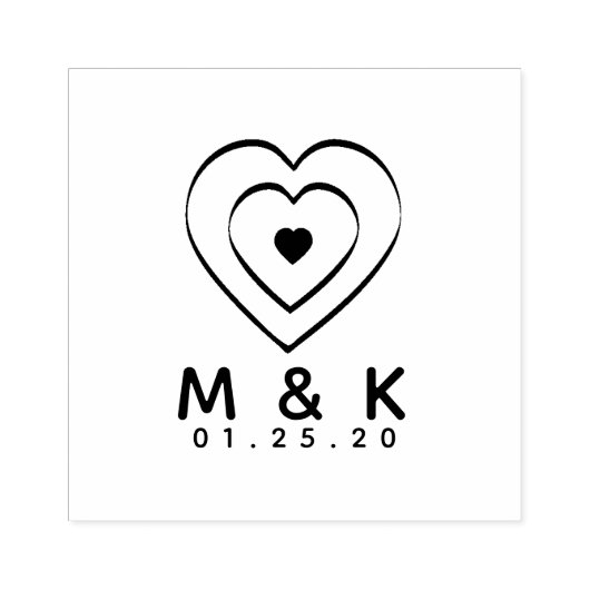 Tampons Encreurs Logo mariage Triple Ribbon Coeur auto-encre (Impression)