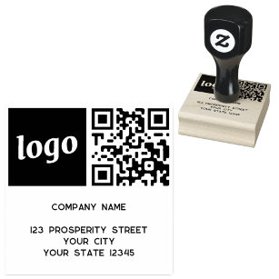 Tampons Encreurs Logo simple Code QR Adresse de retour de l'entrepr