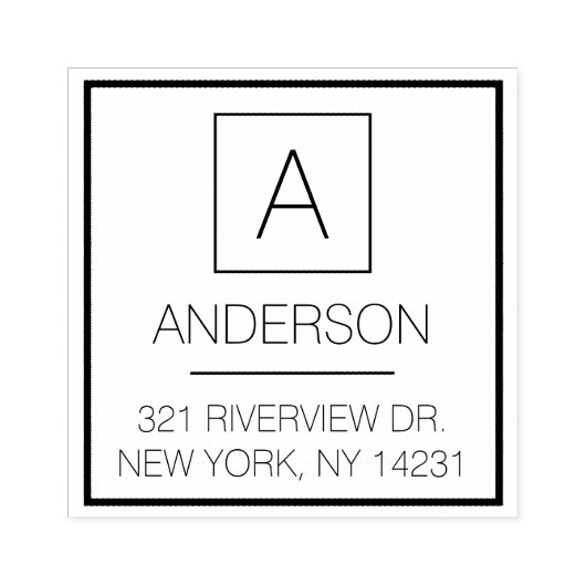 Tampons Encreurs Logo simple Nom simple Monogramme Adresse de retou (Impression)