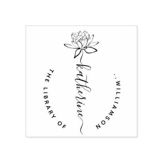 Tampons Encreurs Lotus Flower Elegant Script Custom Name Library Ru (Impression)