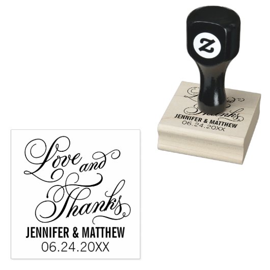 Tampons Encreurs Love and Thanks Calligraphy Script Mariage (Tamponné)