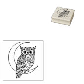 Tampons Encreurs Luna Owl Line Art avec Crescent Moon (Tamponné)