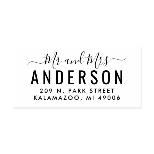 Tampons Encreurs M. et Mme Modern Script Mariage Adresse de retour (Impression)