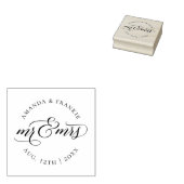 Tampons Encreurs M. & Mme | Nom et date du Mariage de script élégan (Tamponné)
