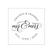 Tampons Encreurs M. & Mme | Nom et date du Mariage de script élégan (Impression)
