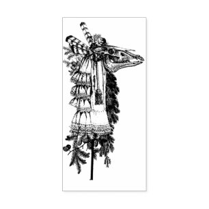 Tampons Encreurs Mari Lwyd Horse Crâne Caoutchouc et Timbre d'Art B