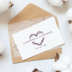 Tampons Encreurs Mariage Boho Fleurs sauvages Branches de coeur Feu