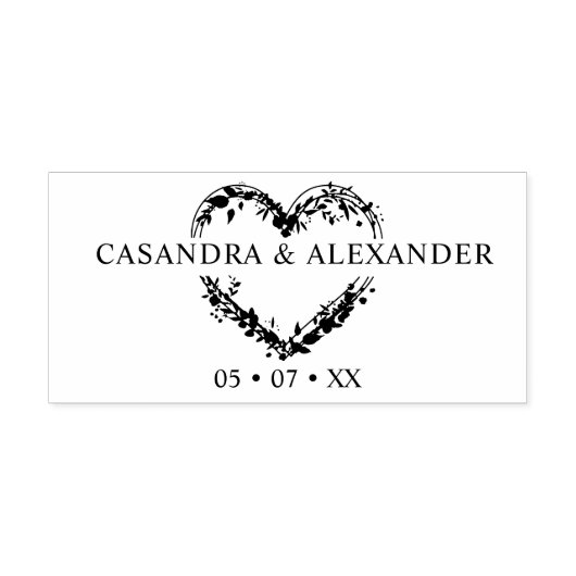 Tampons Encreurs Mariage Boho Fleurs sauvages Branches de coeur Feu (Impression)