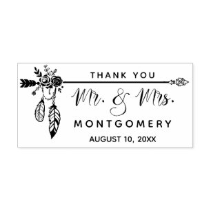 Tampons Encreurs Mariage Boho M. Mme Custom Name Merci