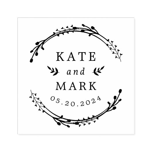 Tampons Encreurs Mariage botanique personnalisé Enregistrer le timb (Impression)