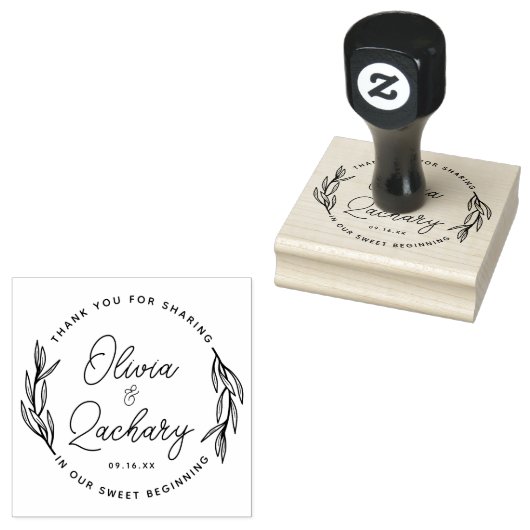 Tampons Encreurs Mariage circulaire de script moderne Merci (Tamponné)