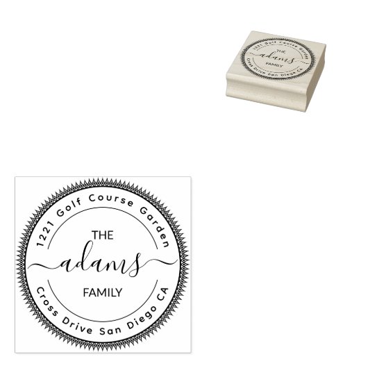 Tampons Encreurs Mariage classique et retour rond Adresse en caoutc (Tamponné)