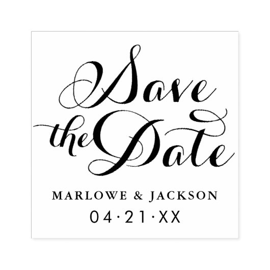 Tampons Encreurs Mariage de script élégant Enregistrer la date (Impression)