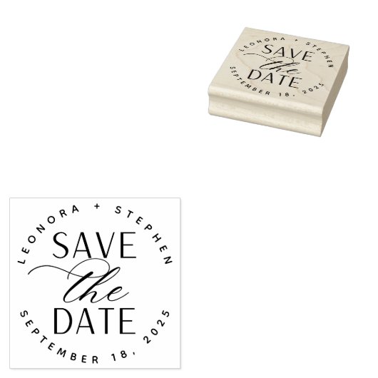 Tampons Encreurs Mariage de script lisse Enregistrer la date (Tamponné)