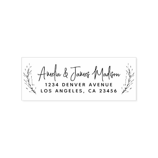 Tampons Encreurs Mariage de script moderne Boho Feuilles Adresse de (Impression)