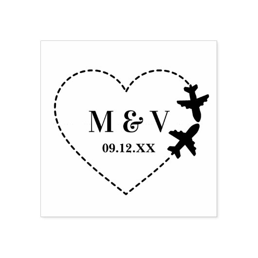Tampons Encreurs Mariage de voyage Deux avions font du coeur modern (Impression)