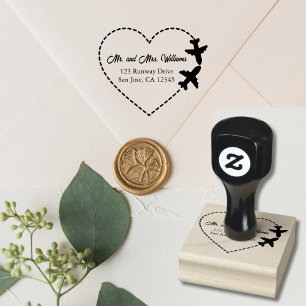 Tampons Encreurs Mariage de voyage Deux avions font du coeur modern