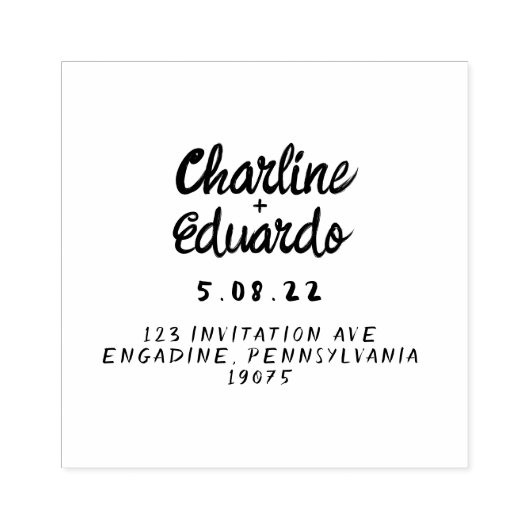 Tampons Encreurs Mariage d'écriture manuscrite rouge rétro (Impression)