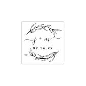 Tampons Encreurs Mariage des initiales de script Feuille Laurel (Impression)