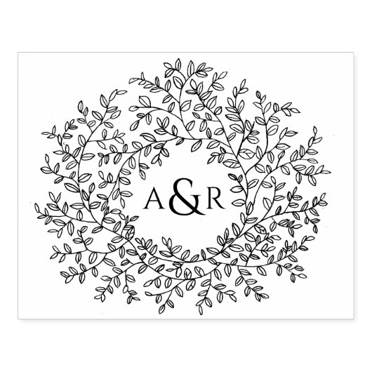 Tampons Encreurs Mariage des initiales du couple monogramme de feui (Impression)