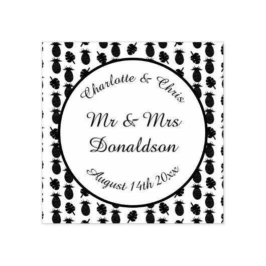 Tampons Encreurs Mariage d'été tropical Ananas et Palm Feuille (Impression)