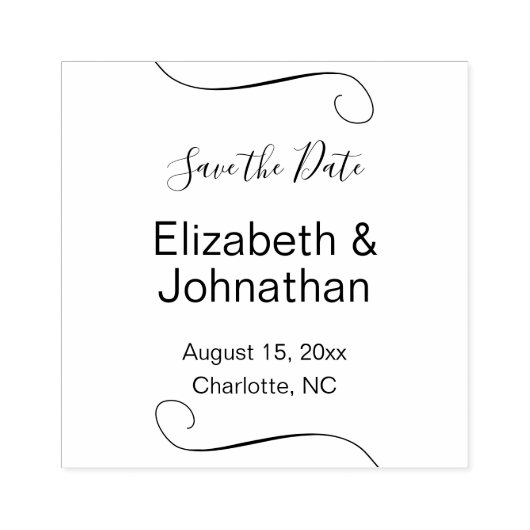 Tampons Encreurs Mariage Enregistrer le Modèle de texte élégant du  (Impression)