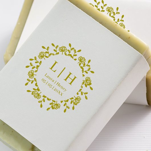 Tampons Encreurs Mariage Floral Garland Boho Style Initiales Design