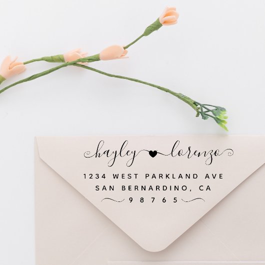 Tampons Encreurs Mariage manuscrit simple coeur Adresse de retour