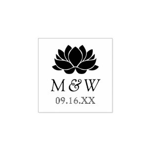 Tampons Encreurs Mariage Monogramme Fleur de Lotus