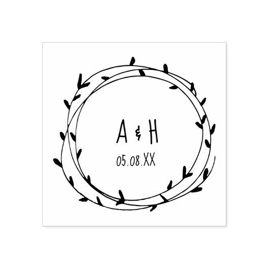 Tampons Encreurs Mariage Monogramme Wreath manuscrit (Impression)