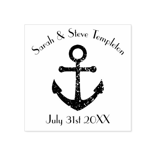 Tampons Encreurs Mariage nautique Ancre mariée et marbre de chambre (Impression)