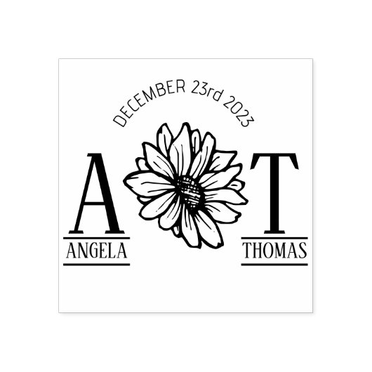 Tampons Encreurs mariage préférence invitation monogramme tournesol (Impression)