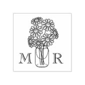 Tampons Encreurs Mason Jar Daisy Fleurs Mariage Monogrammes Initial (Impression)