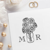 Tampons Encreurs Mason Jar Daisy Fleurs Mariage Monogrammes Initial