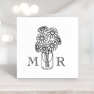 Tampons Encreurs Mason Jar Daisy Fleurs Mariage Monogrammes Initial