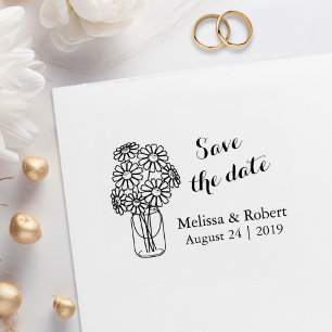 Tampons Encreurs Mason Jar Daisy Flowers Save the Date Mariage